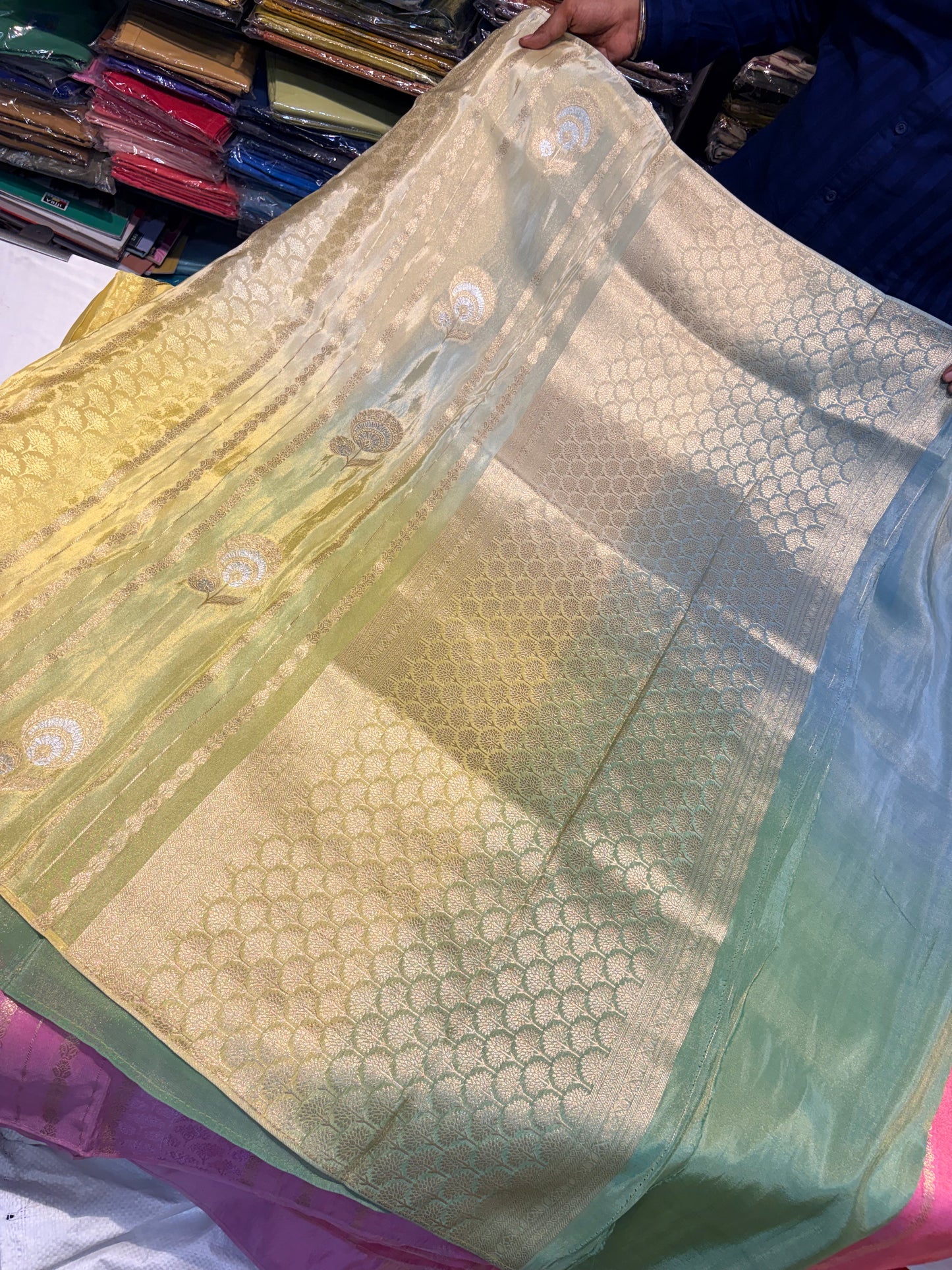 PREMIUM CHINON CREAPE SAREE IN AMBREE SHADES