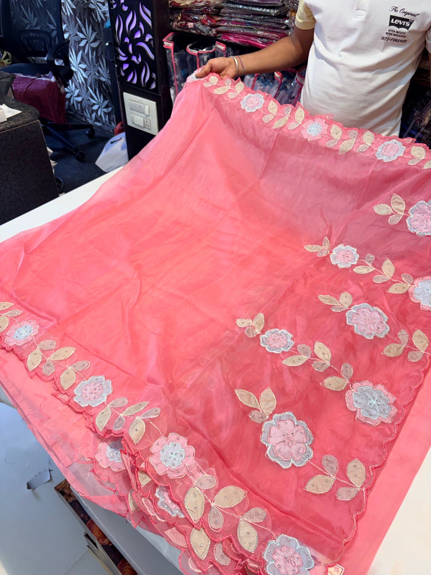 FANCY SAREES WITH APPLIQUE WORK SAREES
