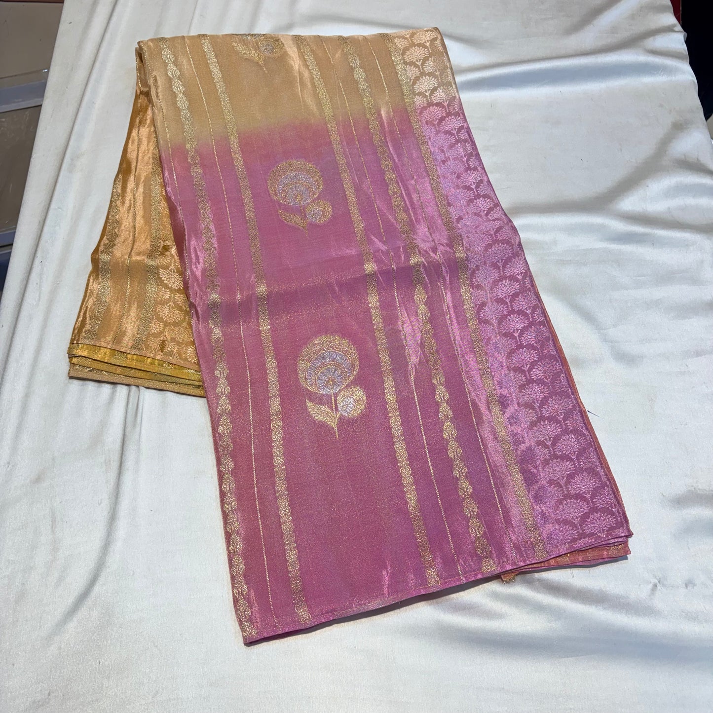 PREMIUM CHINON CREAPE SAREE IN AMBREE SHADES