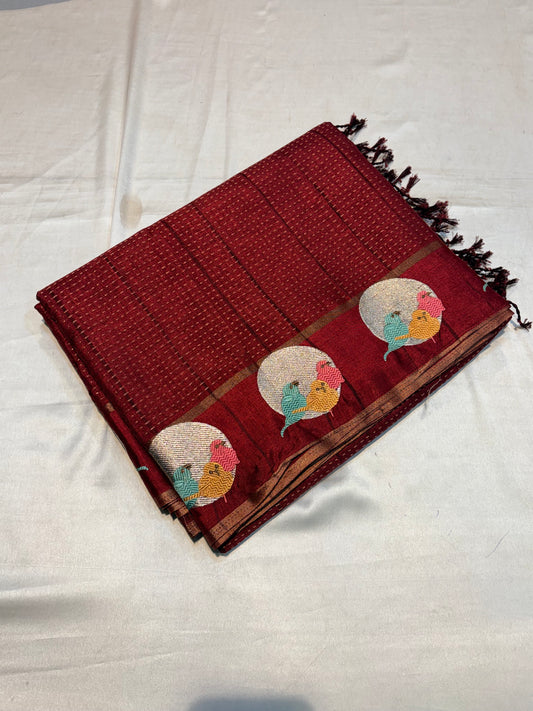 PREMIUM TUSSUR SILK SAREE WITH EMBROIDERY WORK