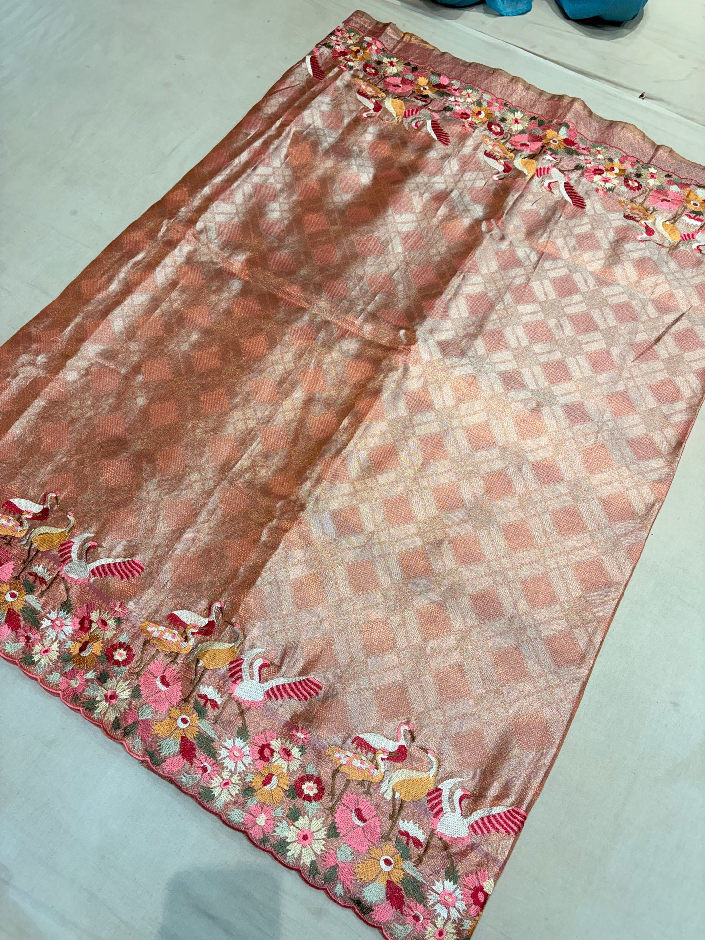 KANCHIPURAM TISSUE SILKS SAREE WITH EMBROIDERY WORK