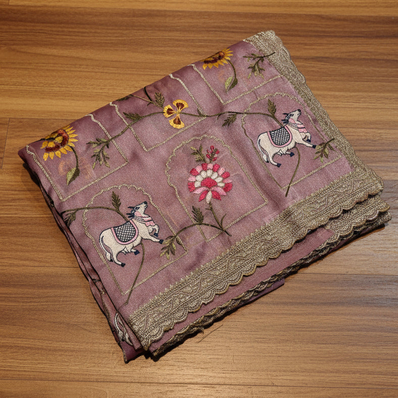 SOFT TISSUE FANCY SAREE
WITH PICHWAI EMBROIDERED WORK