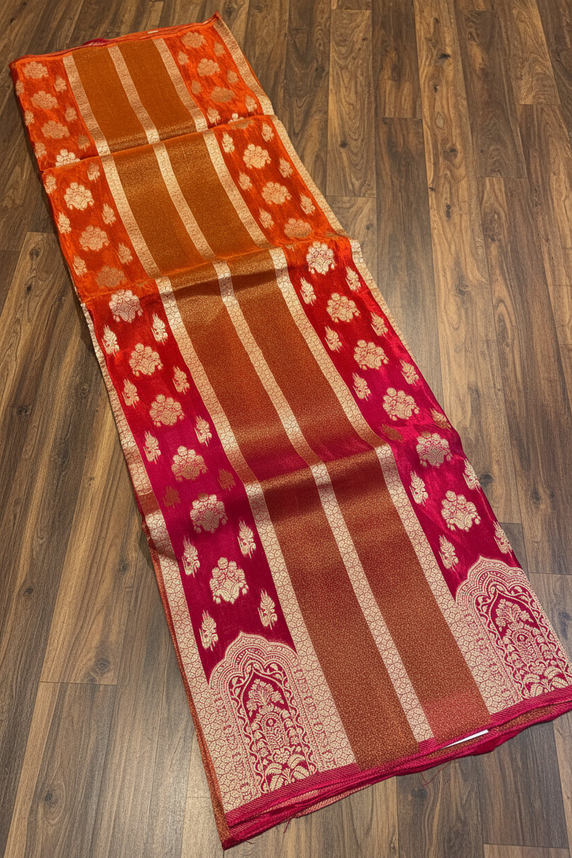 PREMIUM RAW CHINON CREAPE SAREE