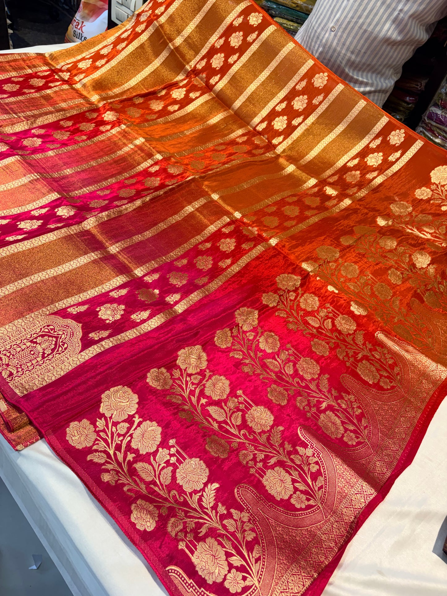 PREMIUM RAW CHINON CREAPE SAREE