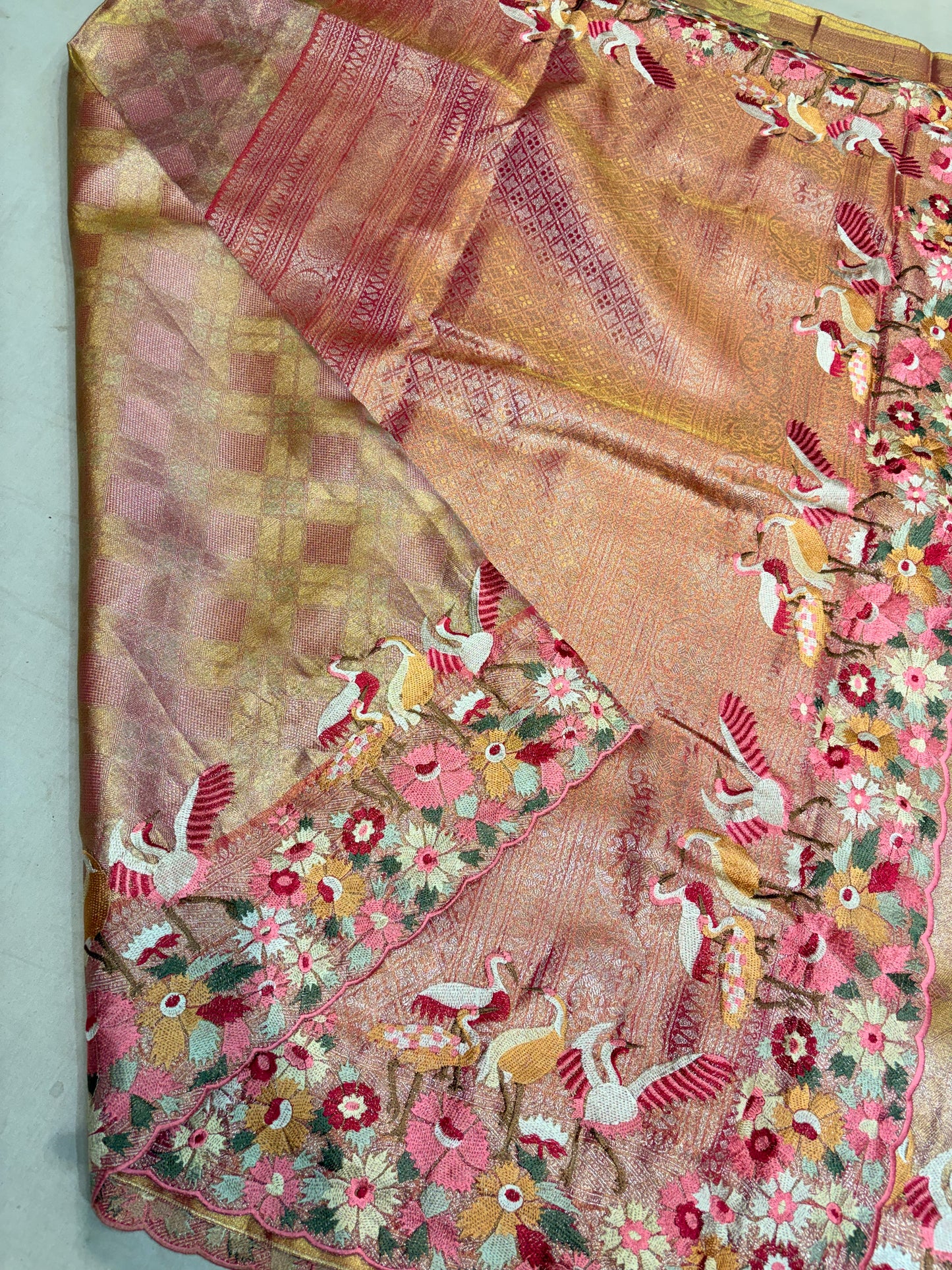 KANCHIPURAM TISSUE SILKS SAREE WITH EMBROIDERY WORK