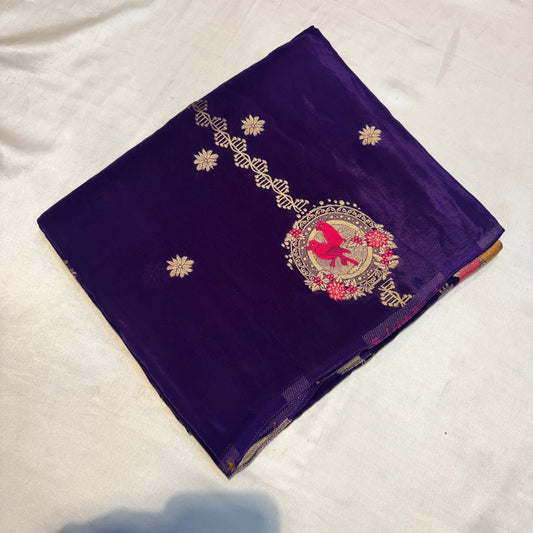 PREMIUM RAW CHINON CREAPE SAREE