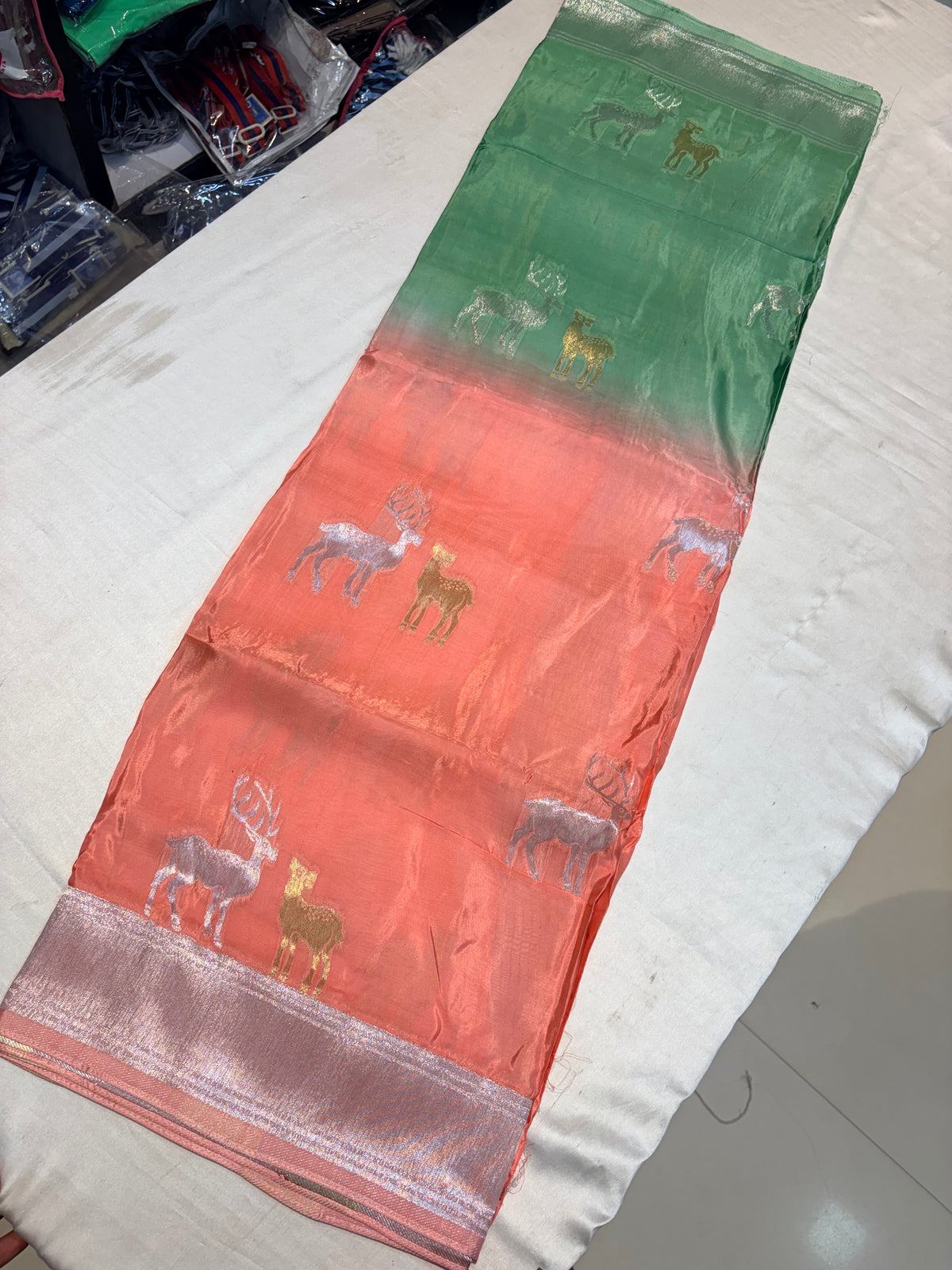PREMIUM H O CREAPE SILK SAREE IN DUAL SHADE