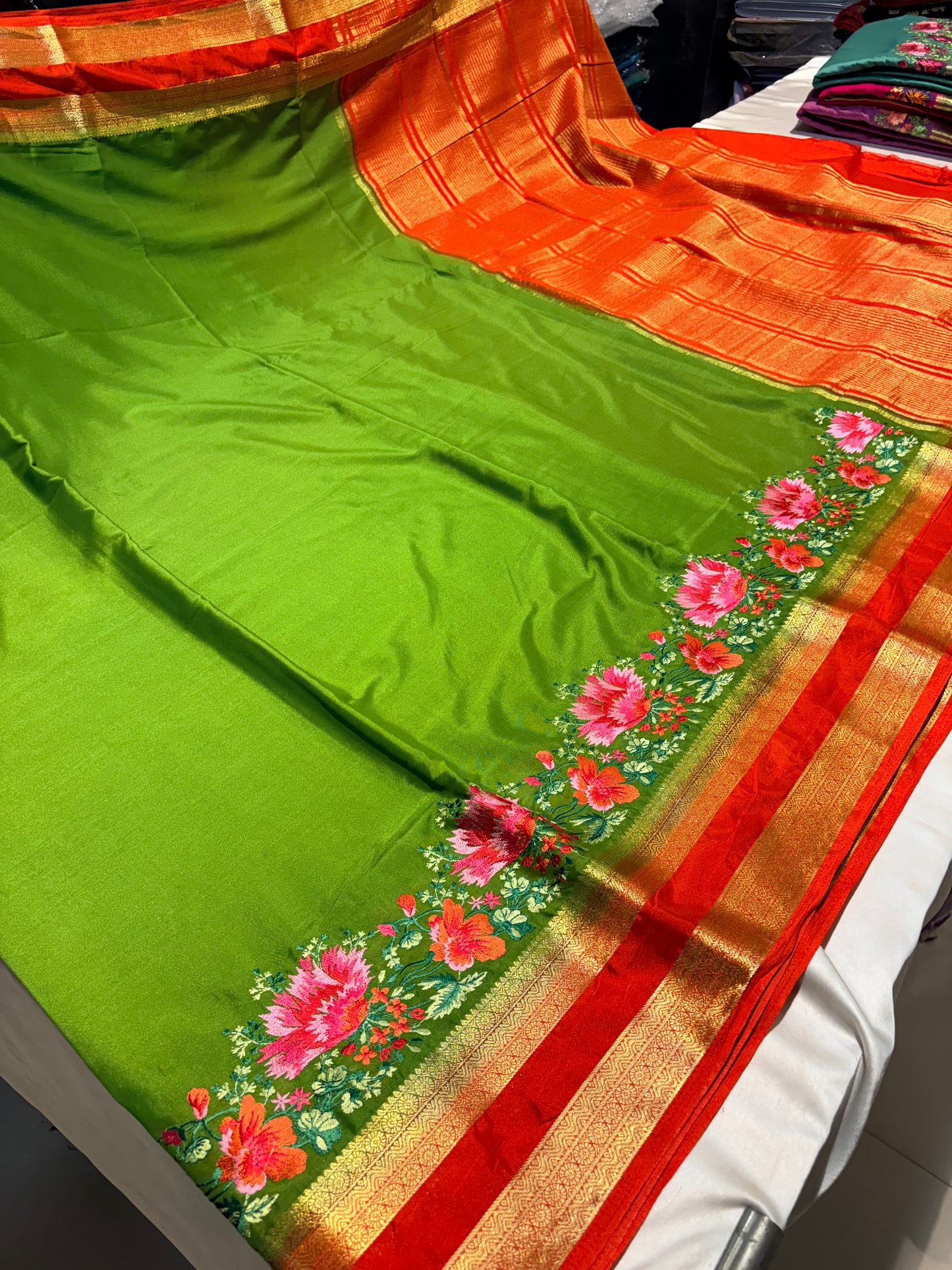 SEMI MYSORE SILK SAREE WITH EMBROIDERY SAREE