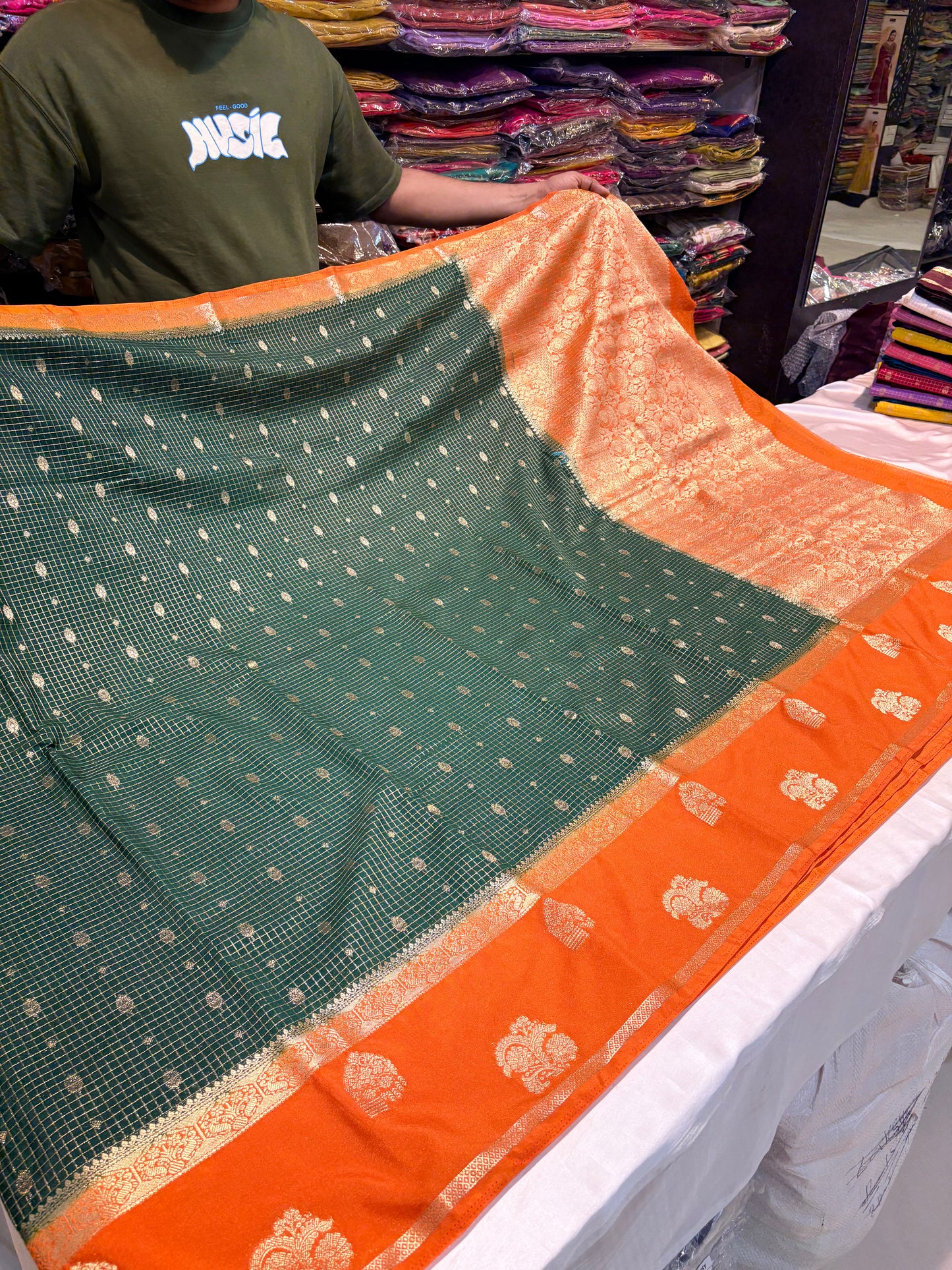 PREMIUM SEMI MYSORE SILK CREAPE SAREE