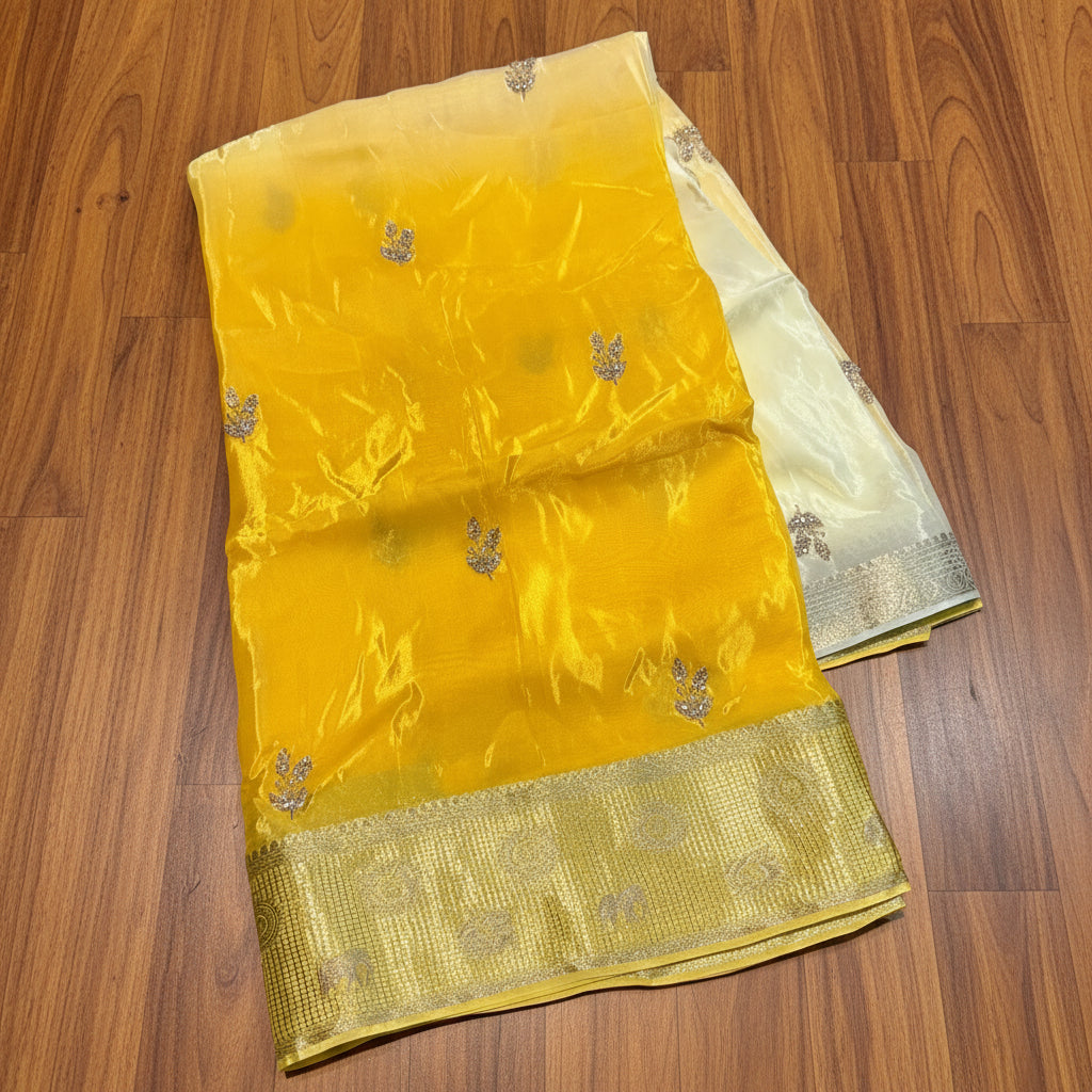 PREMIUM CHINON CREAPE SAREE WITH HANDWORK