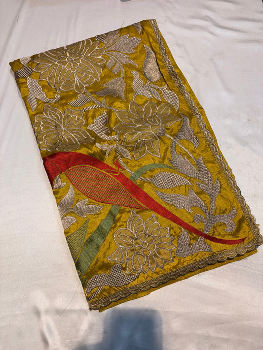 SOFT TUSSUR SILK SAREE WITH EMBROIDERY WORK