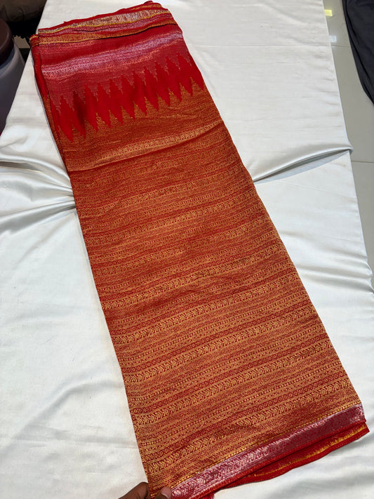 PREMIUM SOFT TEMPLE BROCADE SILK SAREE