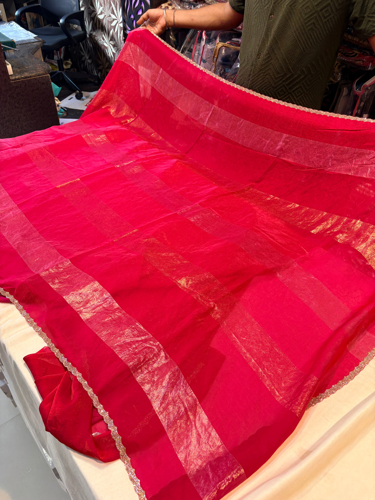 FANCY CHIFFON SAREE WITH BORDER WORK