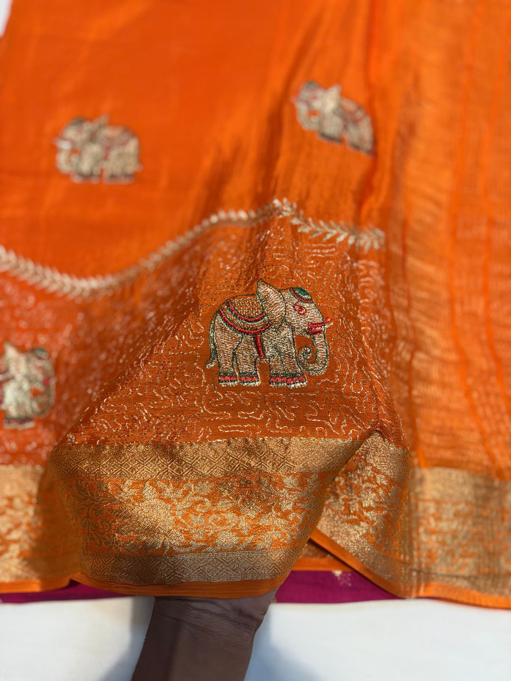 PREMIUM CHINON CREAPE SAREE WITH EMBROIDERY