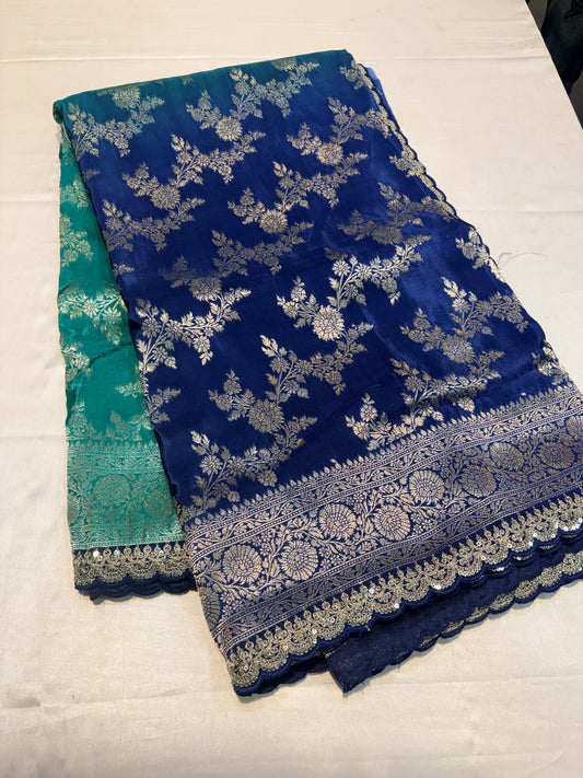 PURE SOFT ORGANZA BANARAS SILK SAREE WITH LACE BORDER