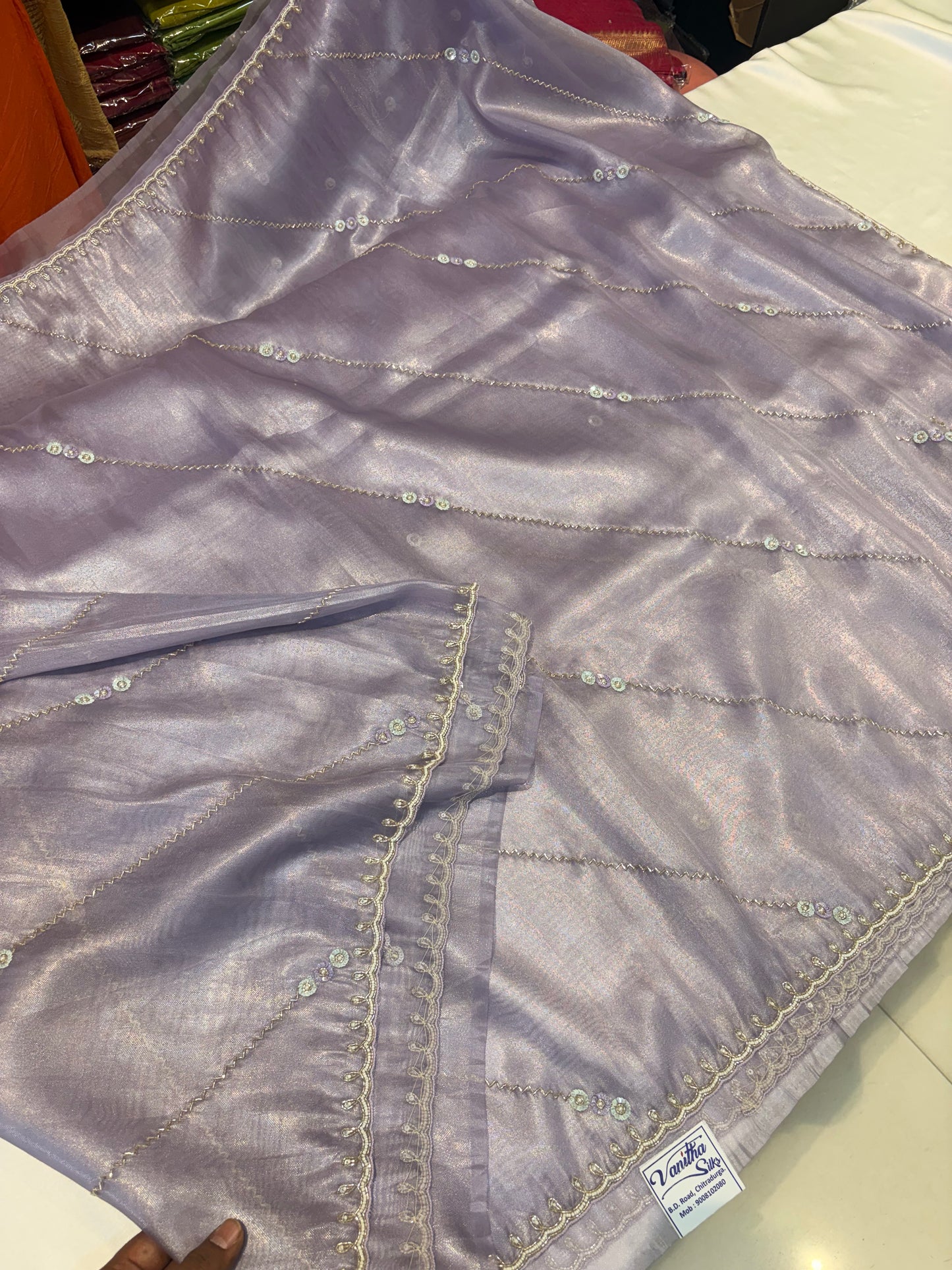 SOFT GEORGETTE TISSUE SAREE WITH HANDWORK