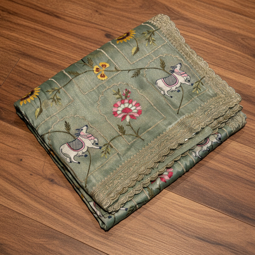 SOFT TISSUE FANCY SAREE
WITH PICHWAI EMBROIDERED WORK
