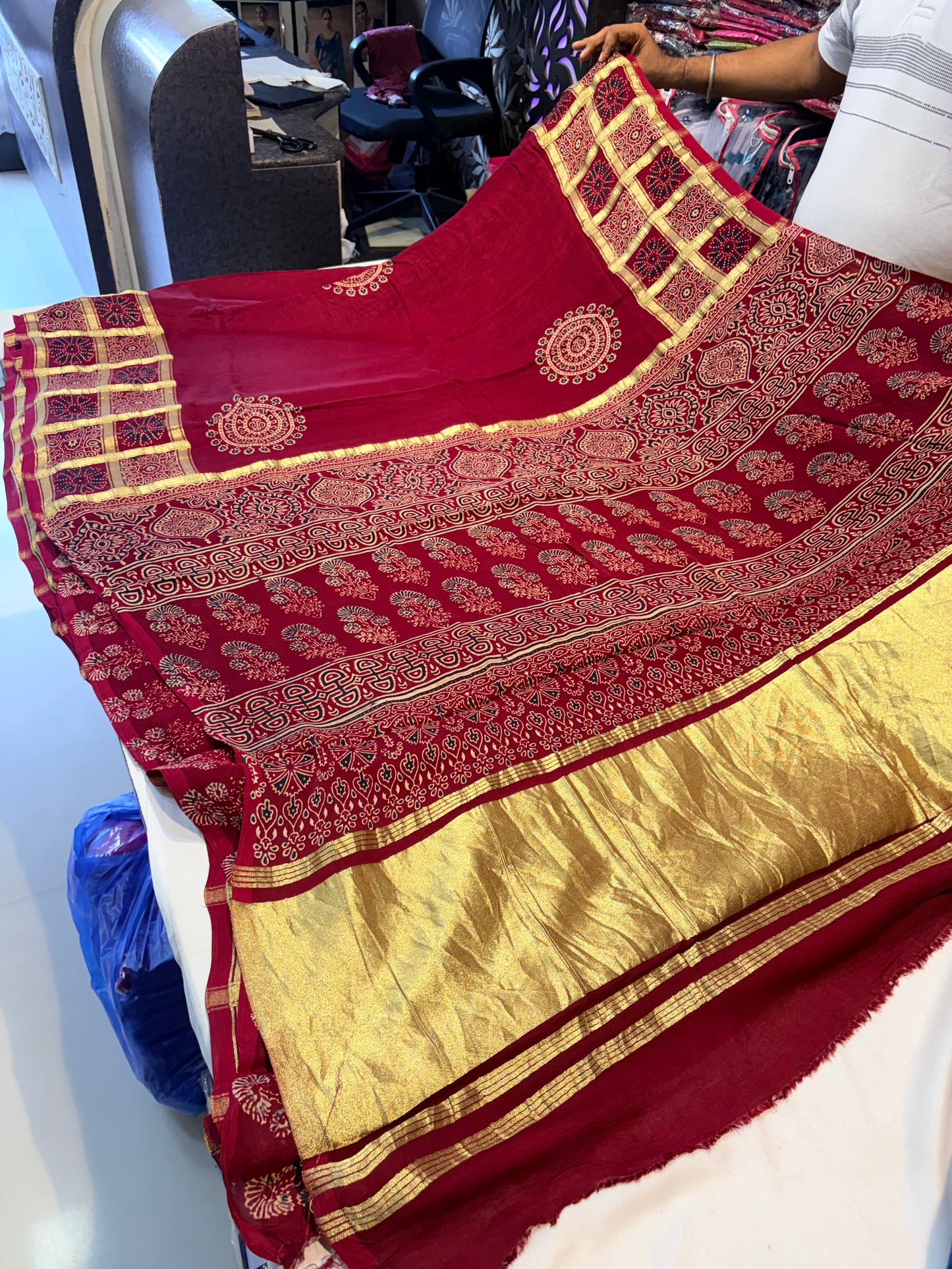 PREMIUM AJRAKH GHARCHOLA SAREE