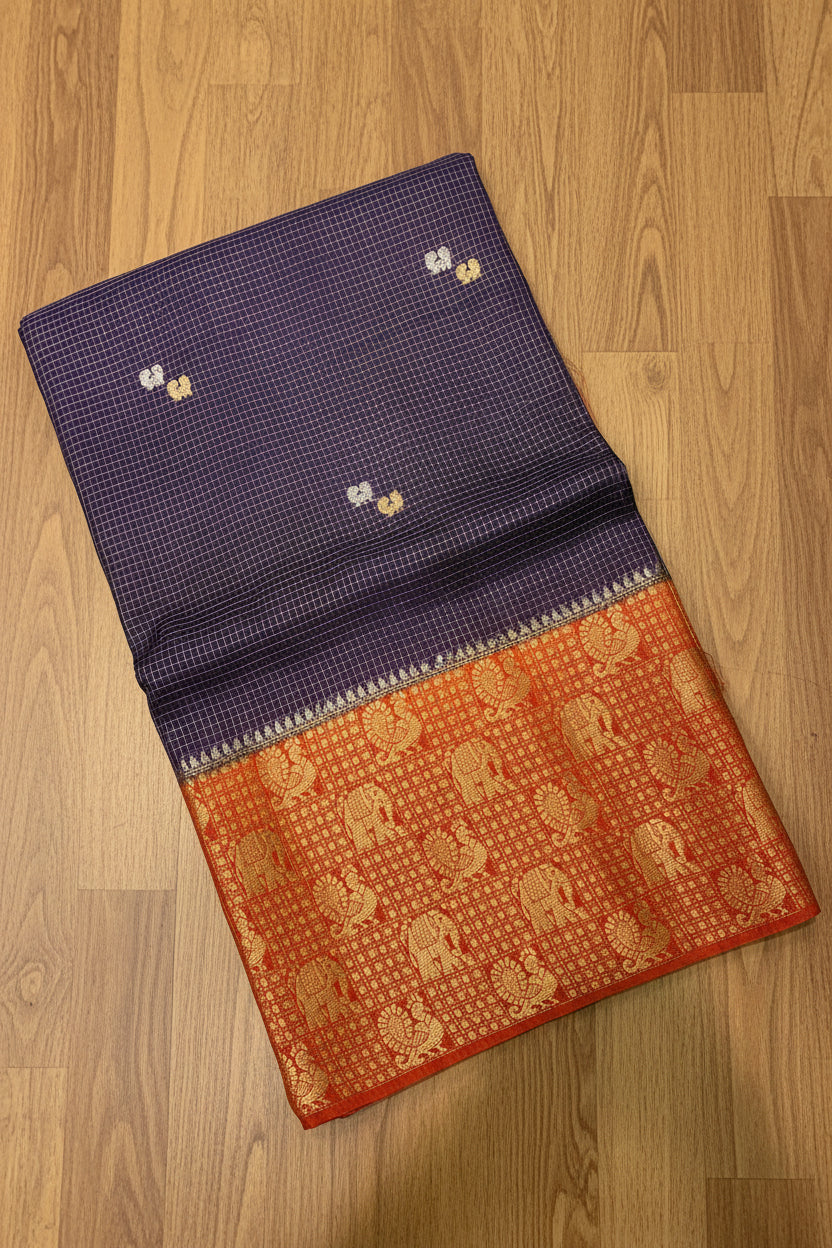 PREMIUM CHECKS VISCOSE SILK SAREE