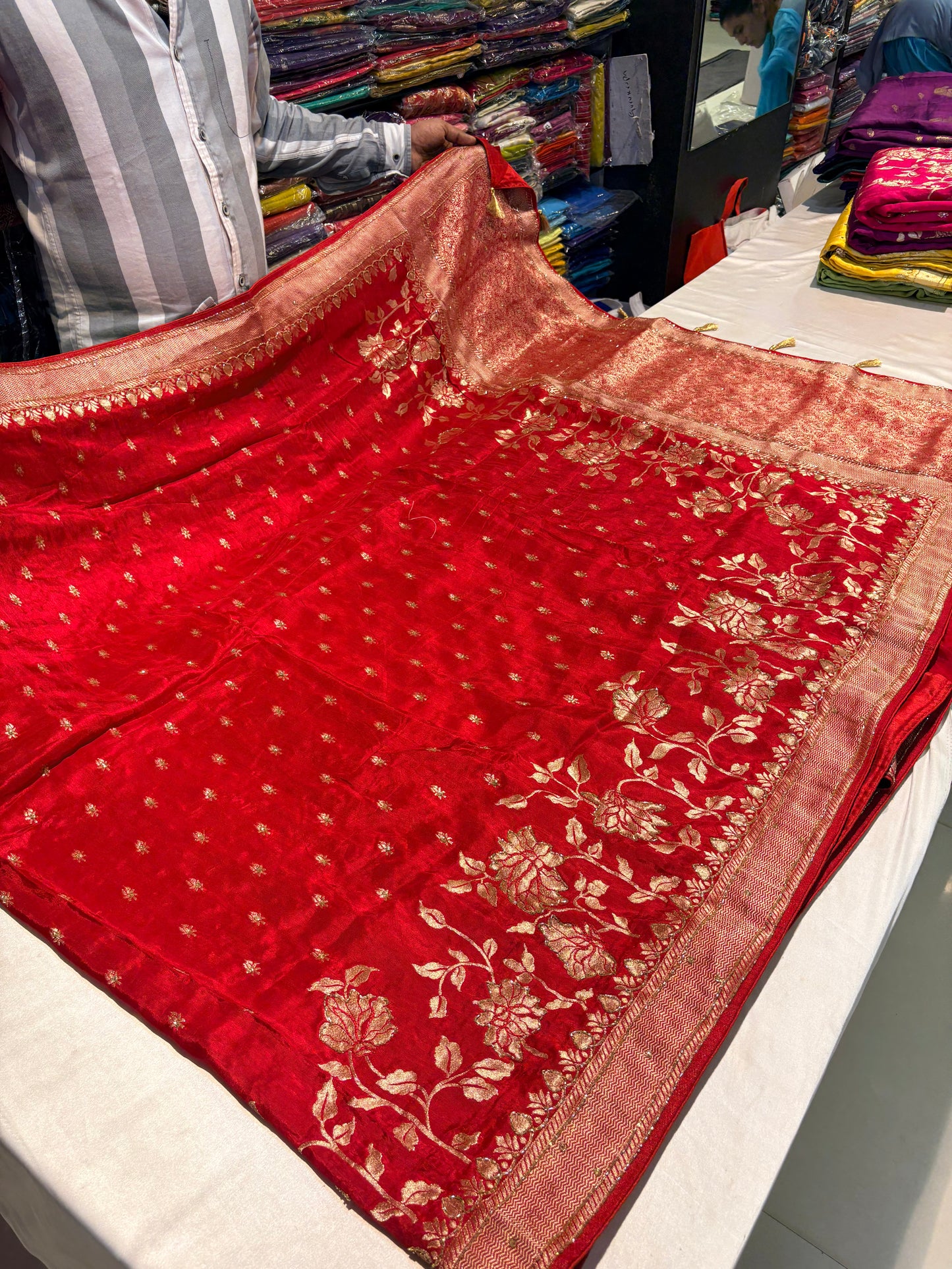 PURE MOUNGA SILK SAREE WITH HANDWORK