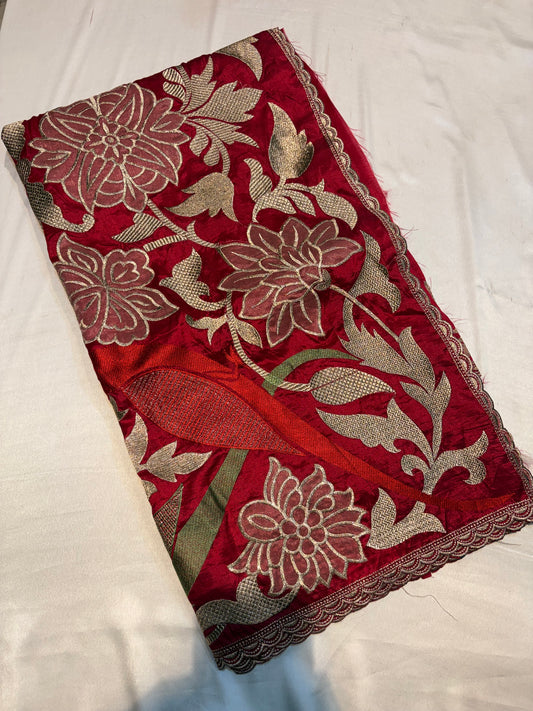 SOFT TUSSUR SILK SAREE WITH EMBROIDERY WORK
