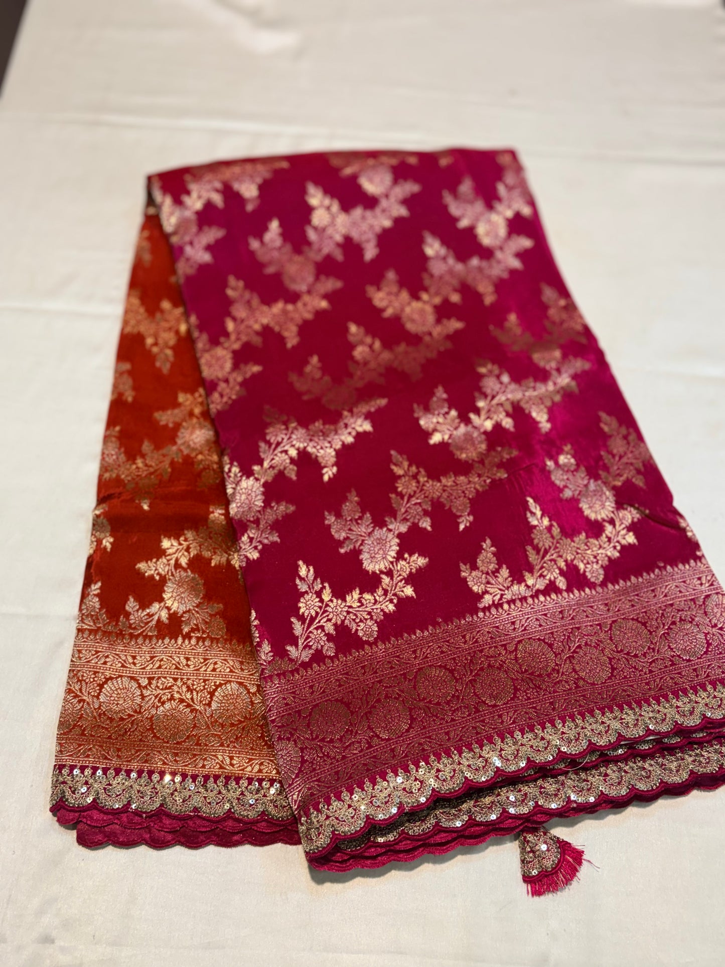 PURE SOFT ORGANZA BANARAS SILK SAREE WITH LACE BORDER