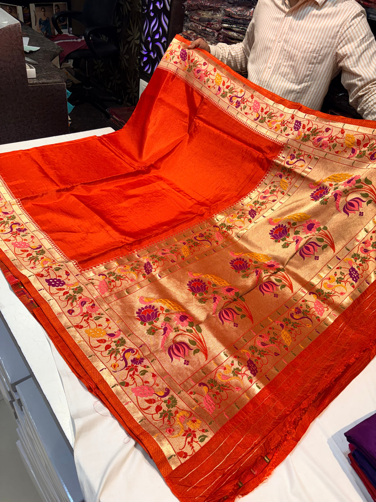 PREMIUM MOUNGA SILK SAREE WITH PAITHANI BORDER