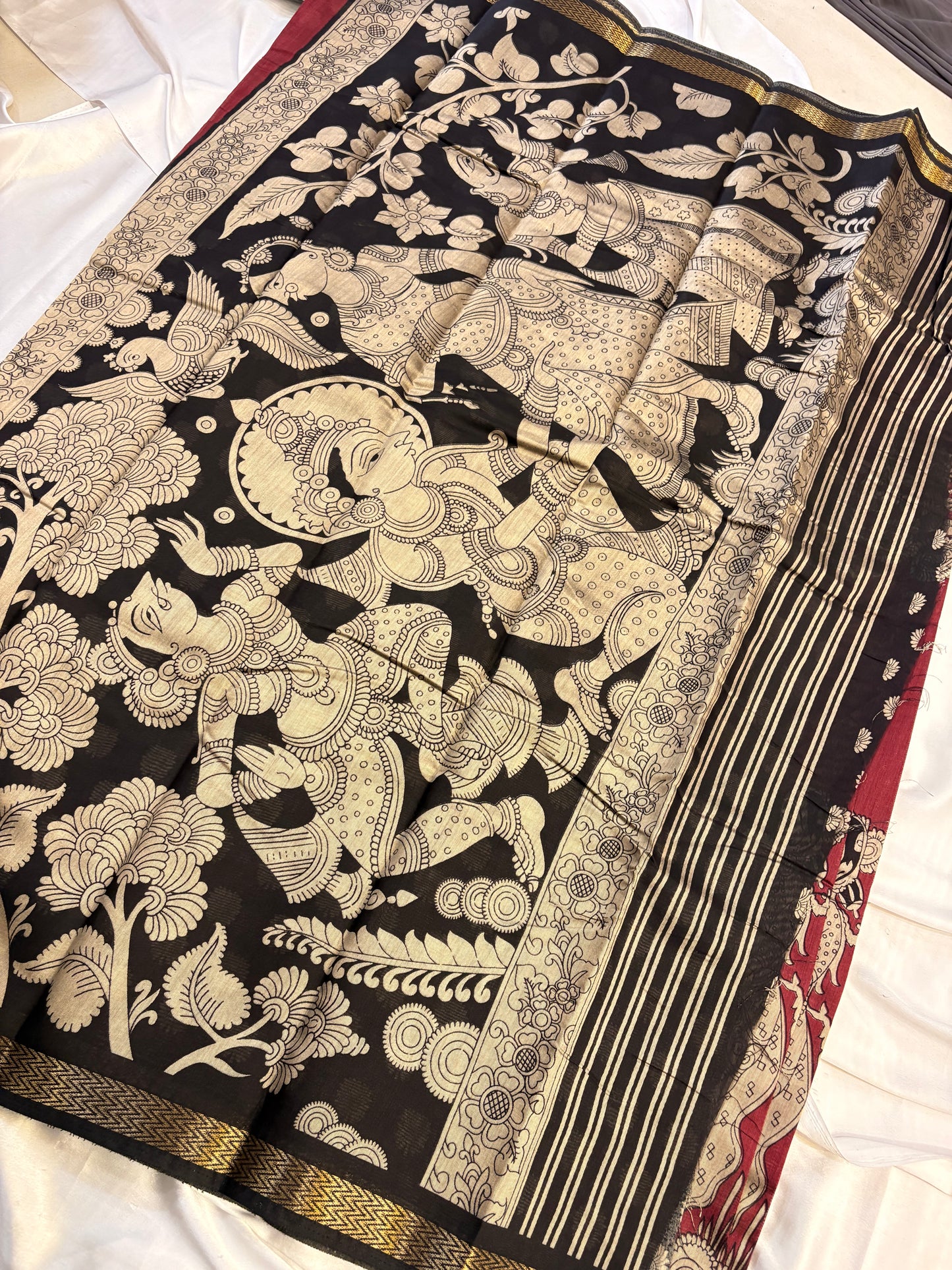 SOFT COTTON SAREE WITH KALAMKARI PRINT