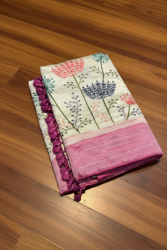 SOFT DUPION SILK WITH EMBROIDERY WORK