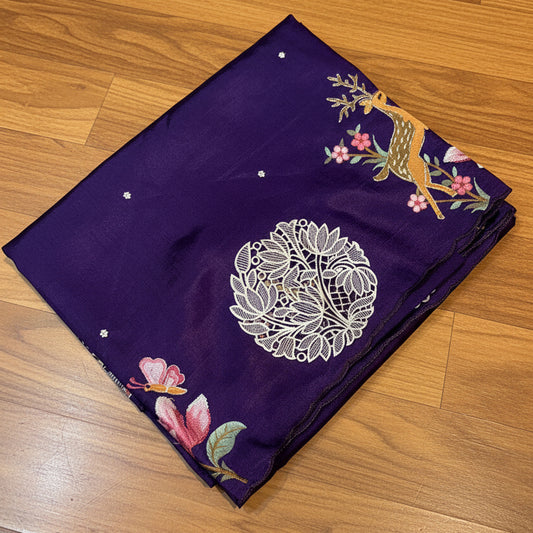 PREMIUM SOFT TUSSUR SILK WITH EMBROIDERY & CUTWORK