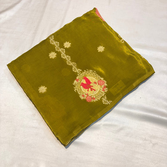 PREMIUM RAW CHINON CREAPE SAREE