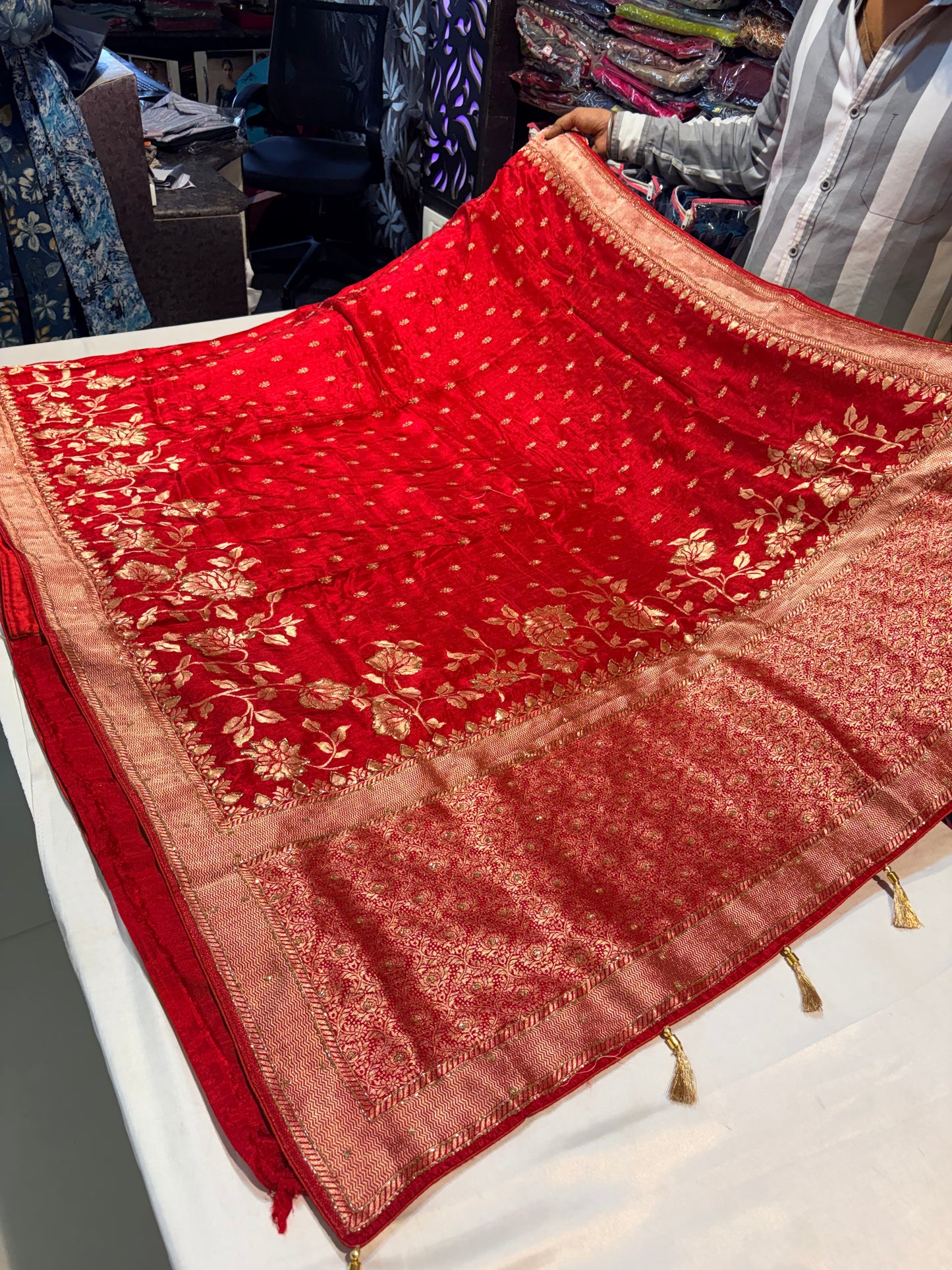 PURE MOUNGA SILK SAREE WITH HANDWORK