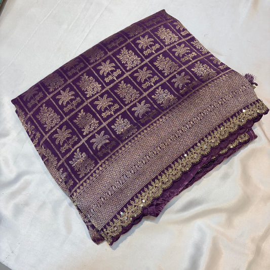 BROCADE KANCHI SILK SAREE WITH SCALLOP BORDER