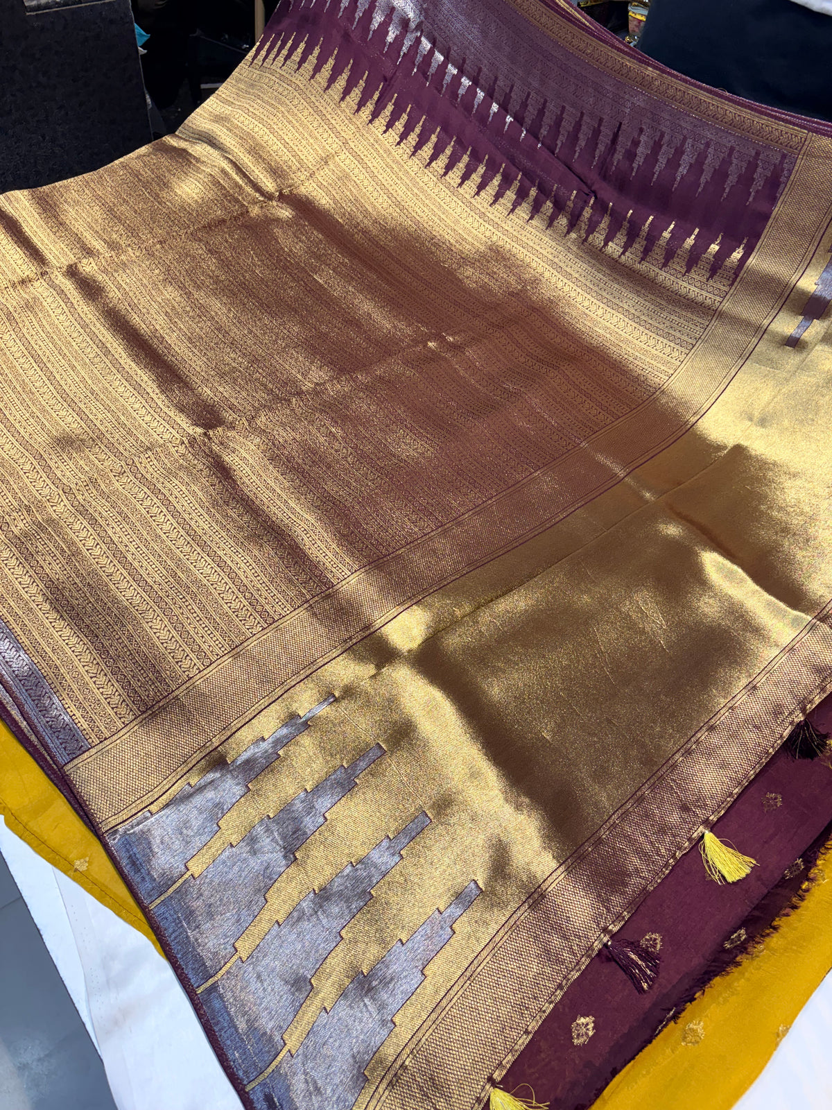 PREMIUM SOFT TEMPLE BROCADE SILK SAREE