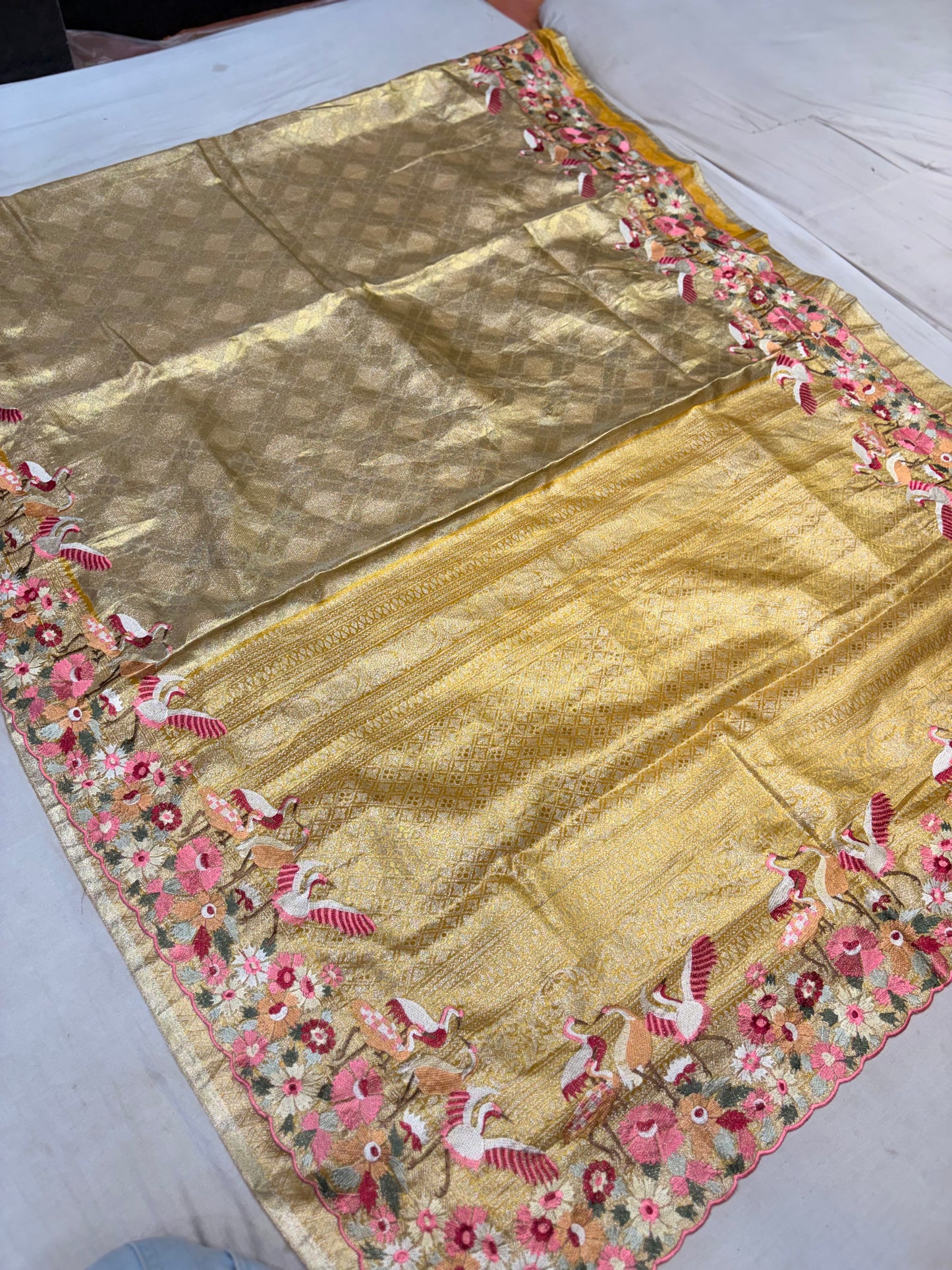 KANCHIPURAM TISSUE SILKS SAREE WITH EMBROIDERY WORK