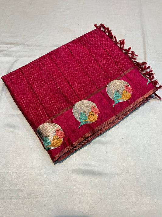 PREMIUM TUSSUR SILK SAREE WITH EMBROIDERY WORK