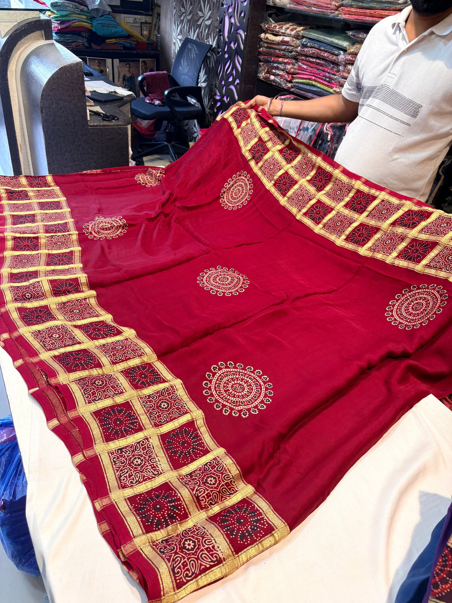 PREMIUM AJRAKH GHARCHOLA SAREE