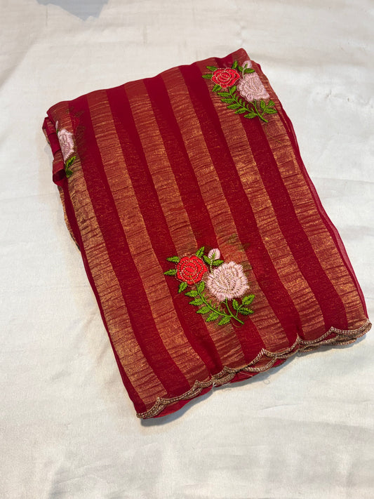 FANCY THREAD WORK SAREE (PRE ORDERS)