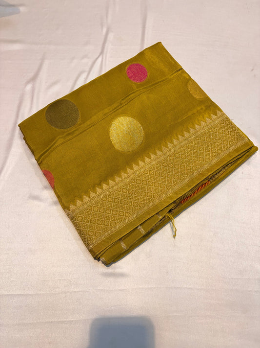 PREMIUM MOUNGA CREAPE SILK WITH POLKA DOTS WEAVING