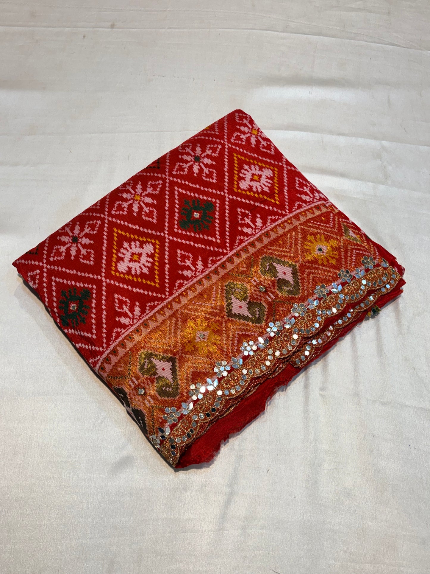 PREMIUM IKKAT SILK SAREE WITH MIRROR WORK