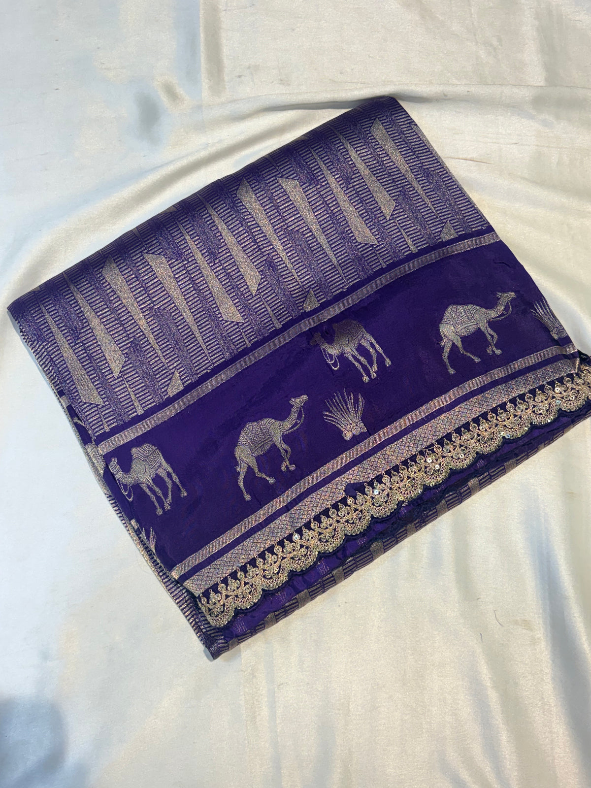 PREMIUM DESIGNER HO CREAPE SILK SAREE WITH LACE BORDER