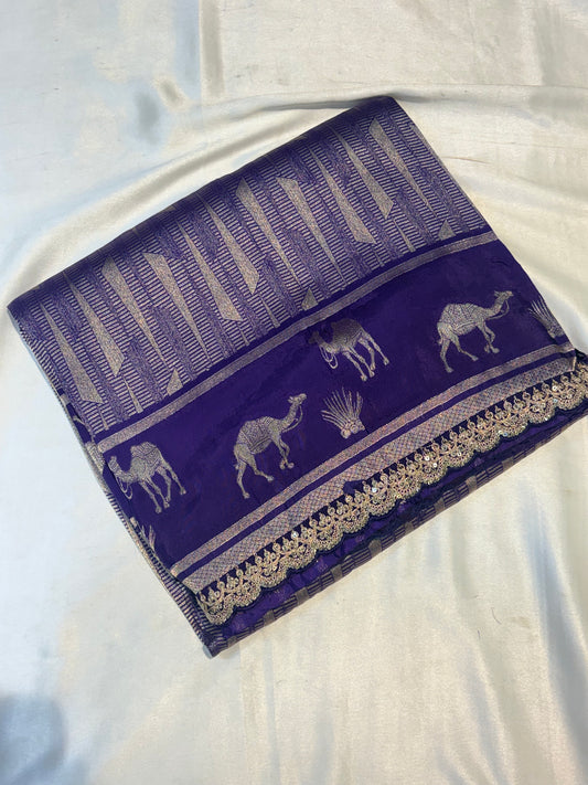 PREMIUM DESIGNER HO CREAPE SILK SAREE WITH LACE BORDER