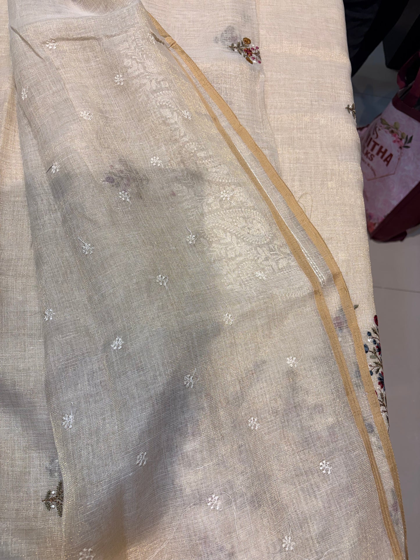 Lenien Cotton Sarees with French knot work