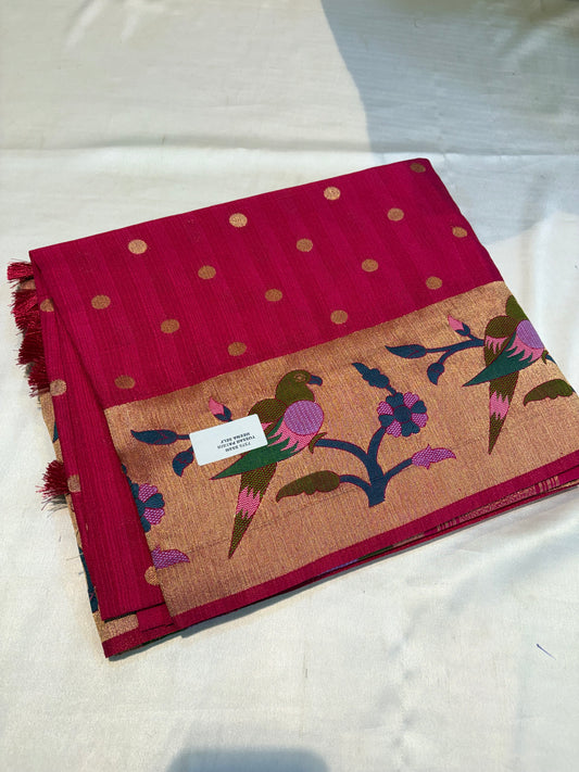 SOFT DUPION SILK SAREE WITH MEENA BORDER