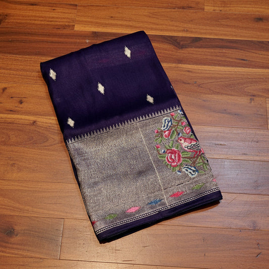 PURE TISSUE ORGANZA SAREE WITH EMBROIDERRY