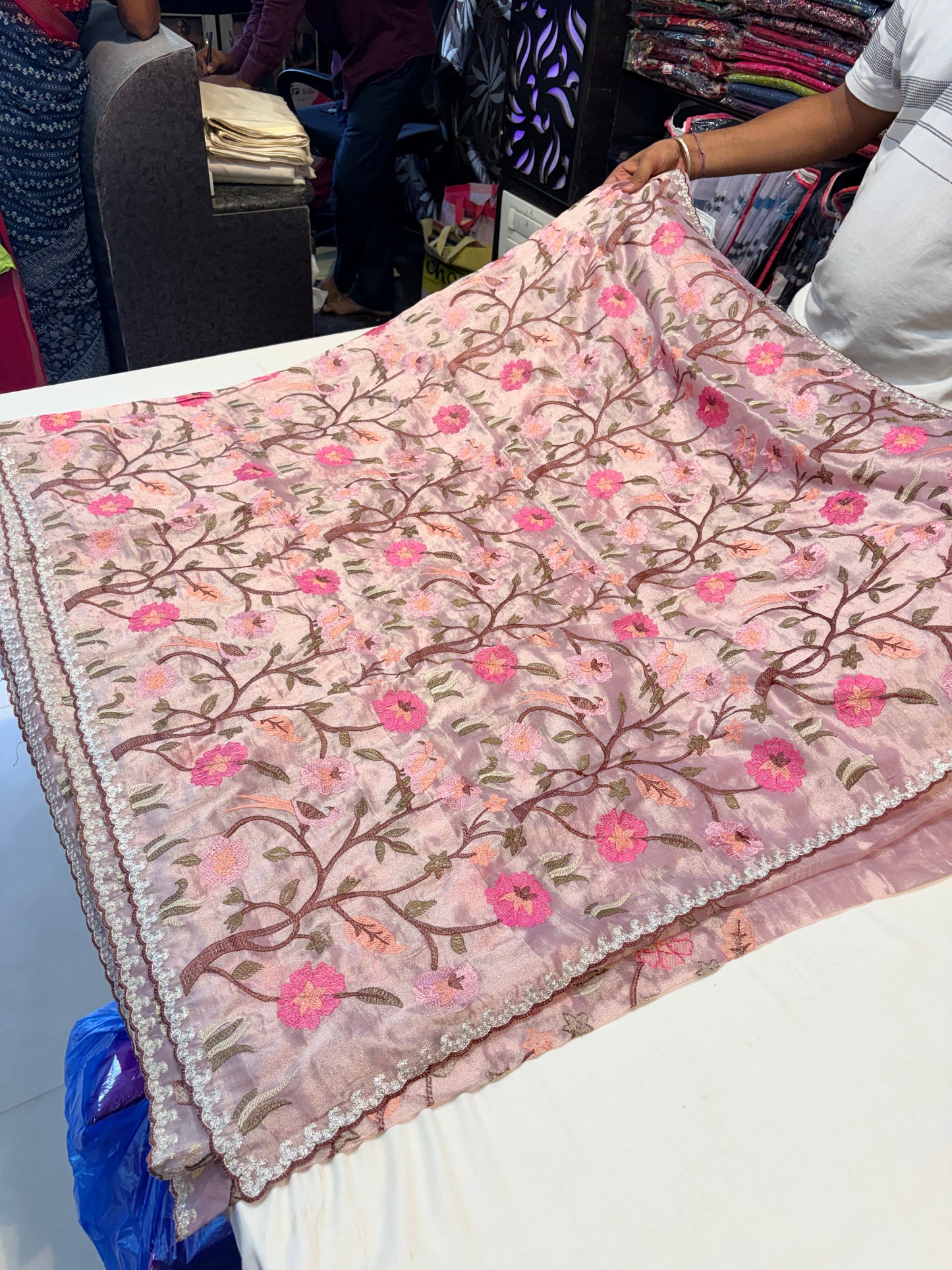 FANCY EMBROIDERY TUSSUR SAREE