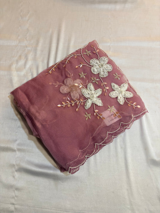 SOFT FANCY SAREE WITH APPLIQUE WORK