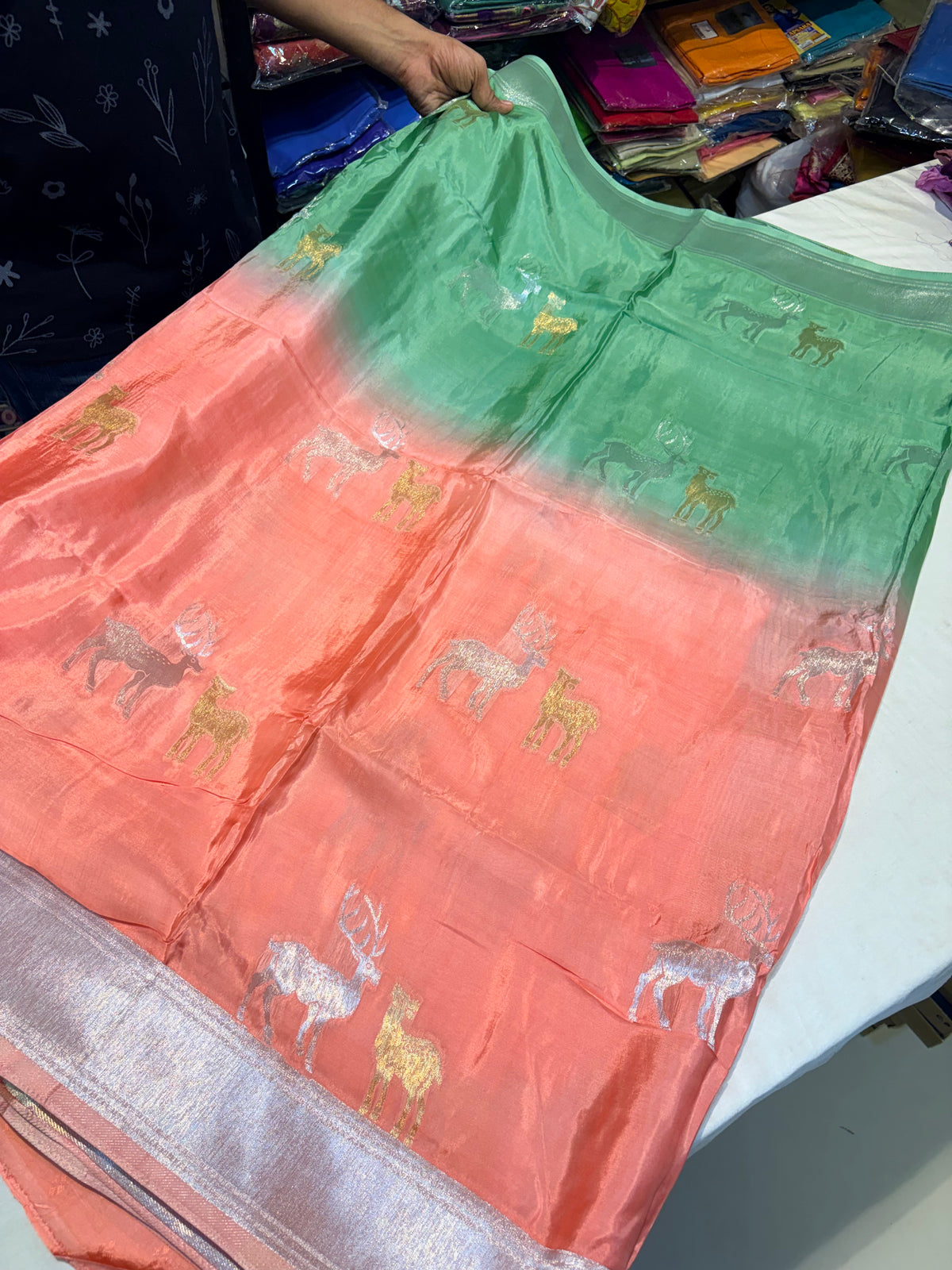 PREMIUM H O CREAPE SILK SAREE IN DUAL SHADE