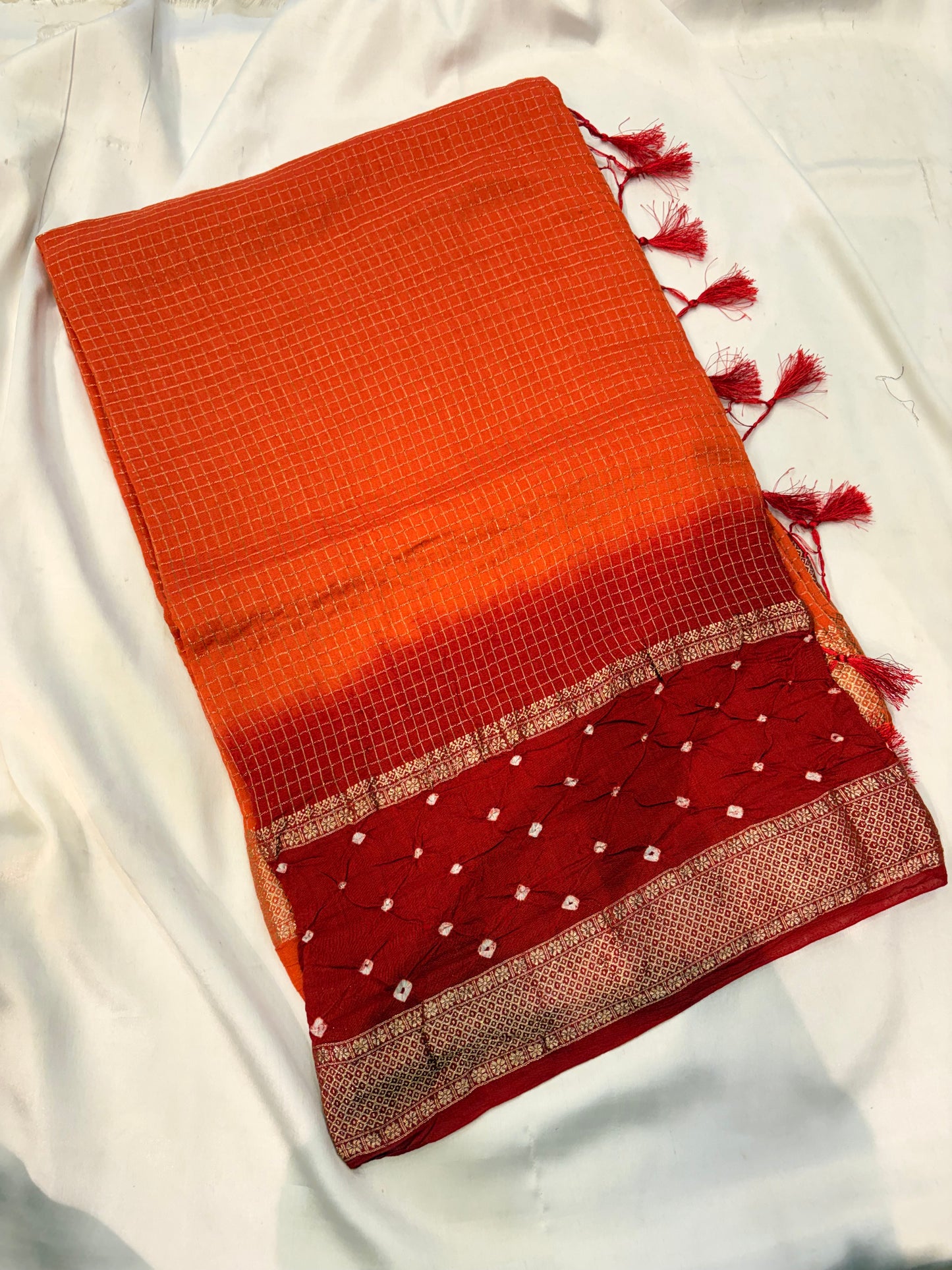 PREMIUM VISCOSE SILK SAREE WITH BHANDINI BORDER