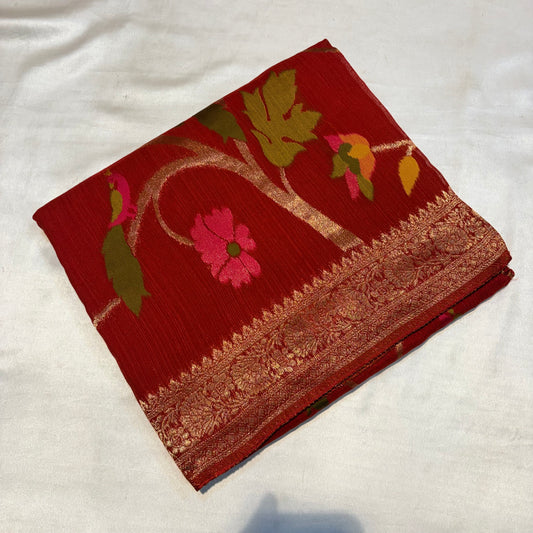 PREMIUM TUSSUR GEORGETTE SAREE WITH MEENA ZARI